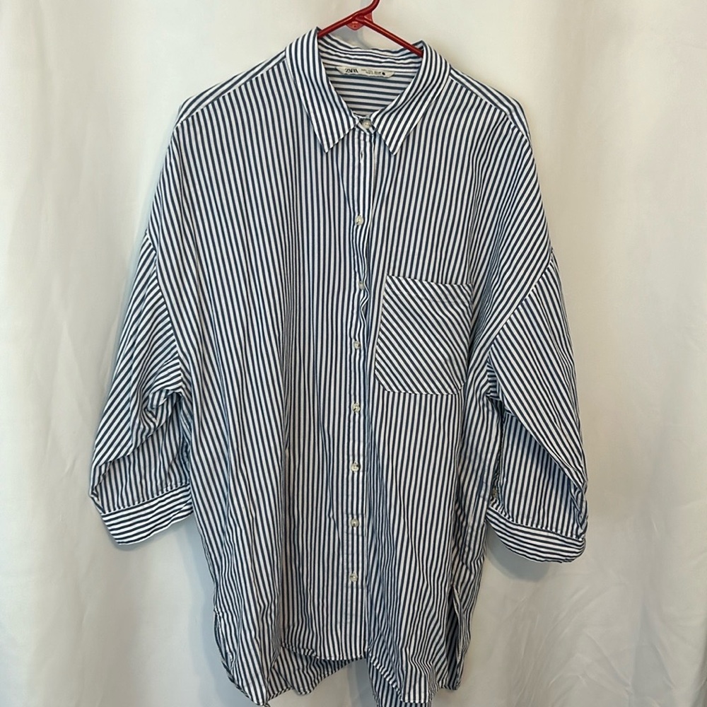 Zara oversized striped shirt
